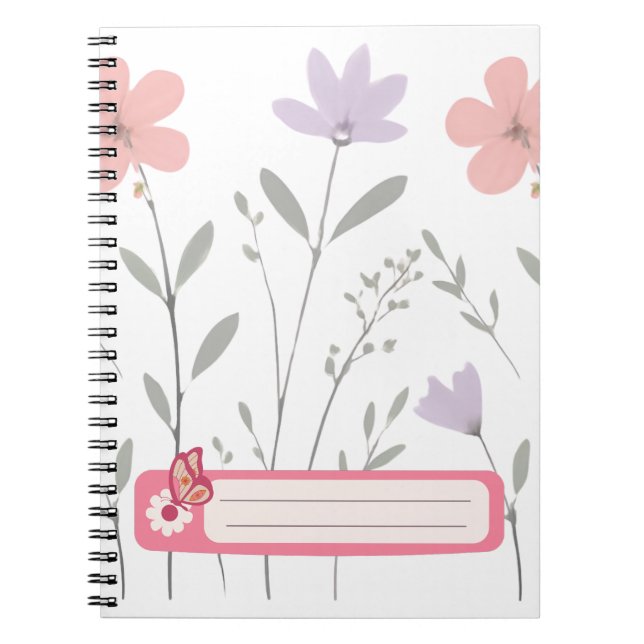 Pastellblommande blomsterjournaler tonårstjejer anteckningsbok (Framsidan)