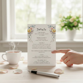 Pastellblommande Botanisk Bröllopsinformationskort Tilläggskort