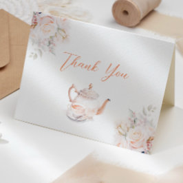 Pastellblommig Tea Party Bröllopsdusch Tack Kort