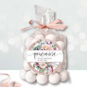 PastellBlommigt med Ro Guld kuvertförsegling/favor Runt Klistermärke