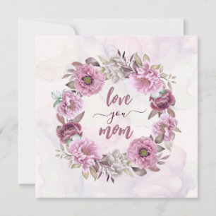 Pastellblommor Älskar Dig Mamma Julkort
