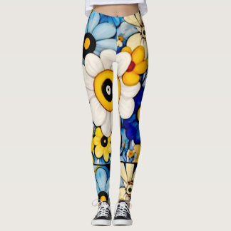 Pastellblommor blommigt art mönster leggings
