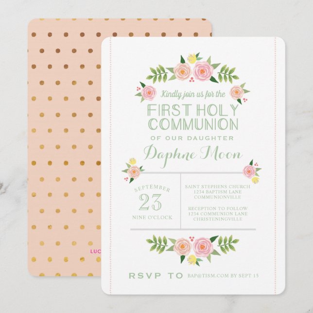 Pastellblommor, första Heligans inbjudan till komm (Fram/baksida)