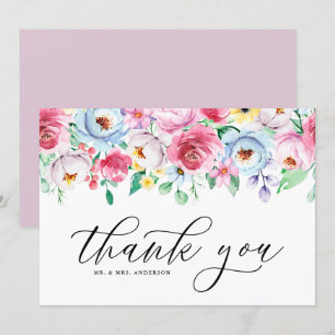 Pastellblommor Garland Bröllop Tack Kort