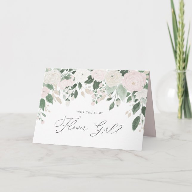 Pastellblommor Glitter Vill du vara min blomsterfl Kort (Framsida)