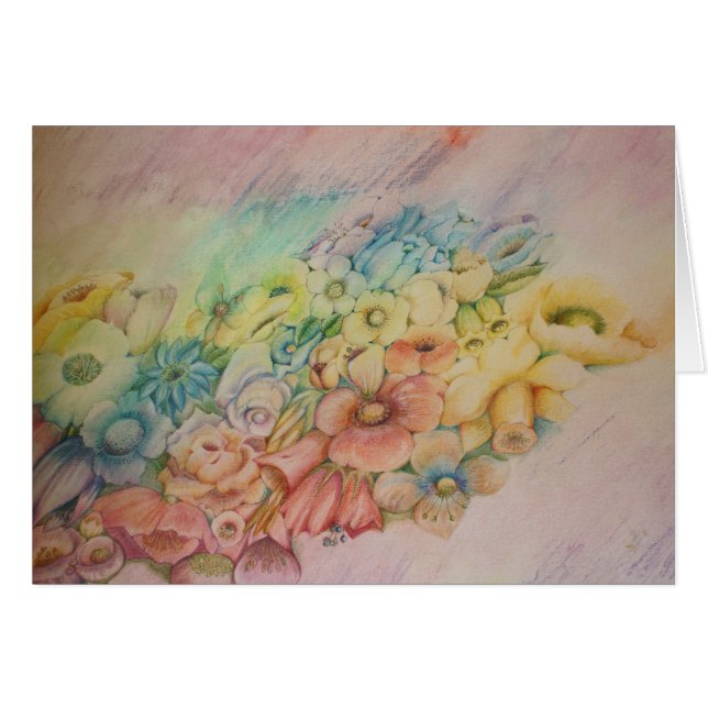 Pastellblommor Hälsningskort (Framsidan Horizontal)