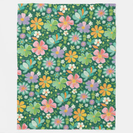 Pastellblommor i Rosans Lila, Orange och Grönt Fleecefilt