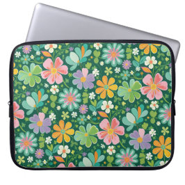 Pastellblommor i Rosans Lila, Orange och Grönt Laptop Fodral