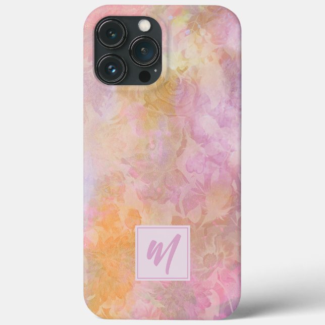 Pastellblommor med chic monogram i skrivstil (Baksida)