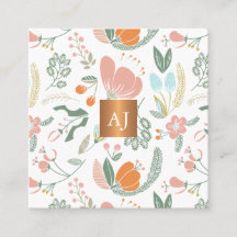 Pastellblommor med metalliskt kopparmonogram