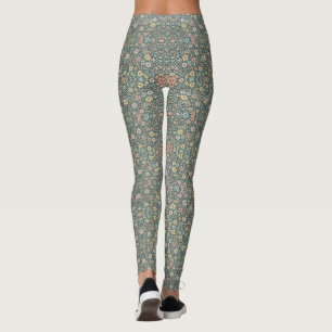 Pastellblommor med mörk bakgrund leggings