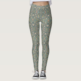 Pastellblommor med mörk bakgrund leggings