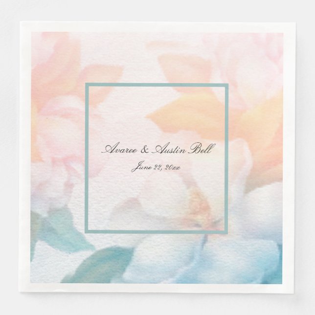 Pastellblommor med vattenfärg pappersservett (Framsida)