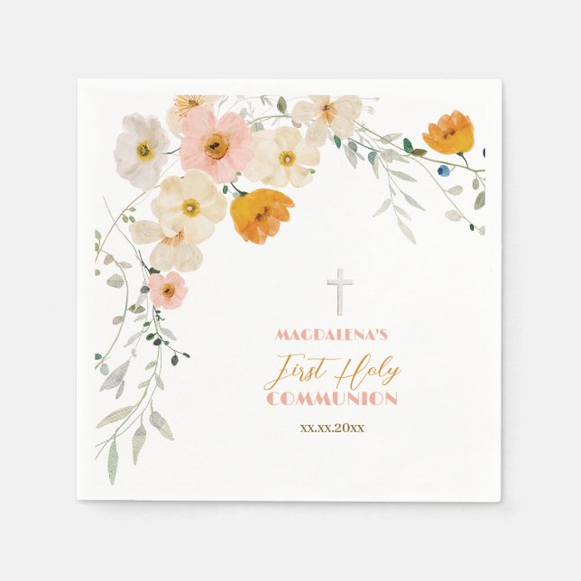 Pastellblommor och grönt förstaHeligan Pappersservett (Framsidan)