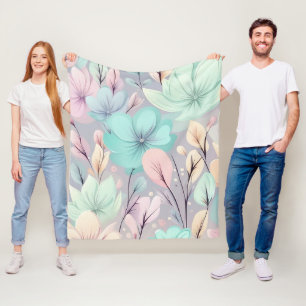 Pastellblommor och Löv på Lilans bakgrund Fleecefilt