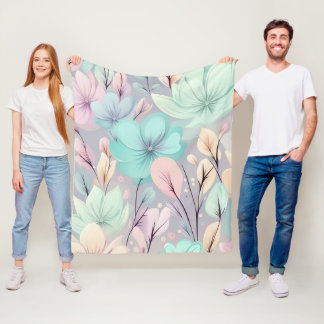 Pastellblommor och Löv på Lilans bakgrund Fleecefilt