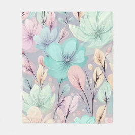 Pastellblommor och Löv på Lilans bakgrund Fleecefilt