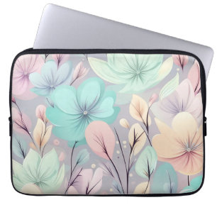 Pastellblommor och Löv på Lilans bakgrund Laptop Fodral