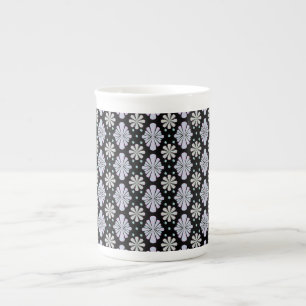 Pastellblommor på svart bakgrund benporslin mugg