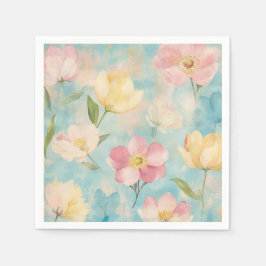 Pastellblommor. Trädgårdsskönhet.  Pappersservett