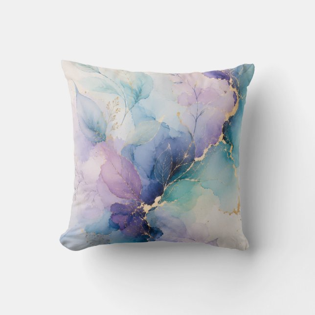 Pastellblomster abstrakt kastkudde kudde (Framsida)