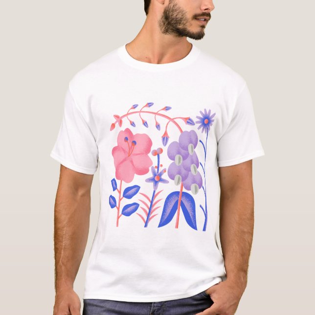 "Pastellblomsterträdgård" T Shirt (Framsida)