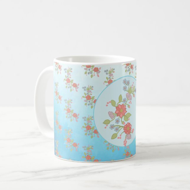 pastellblumen kaffemugg (Framsida vänster)