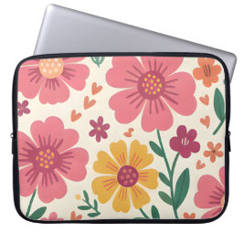 Pastellbukett Whimsical Blommönster Laptop Fodral