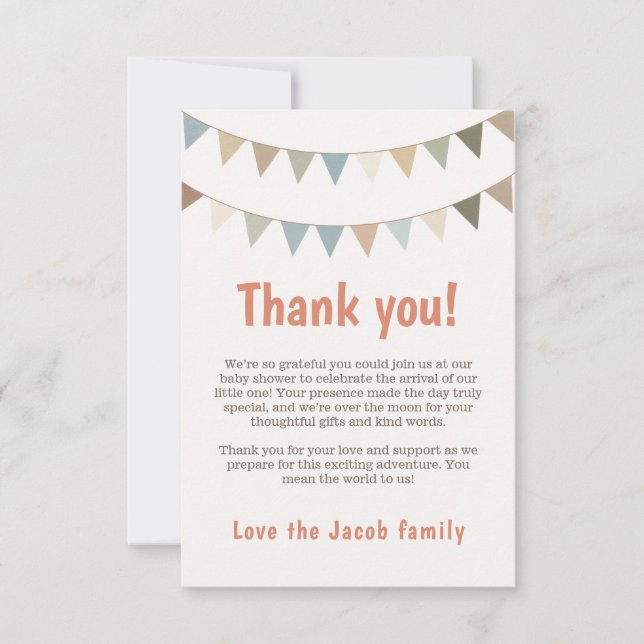 Pastellbundet tack för barnduschgäster (Framsida)