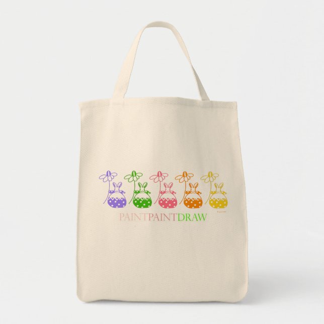 pastellbunny daisy canvas tote tygkasse (Framsidan)