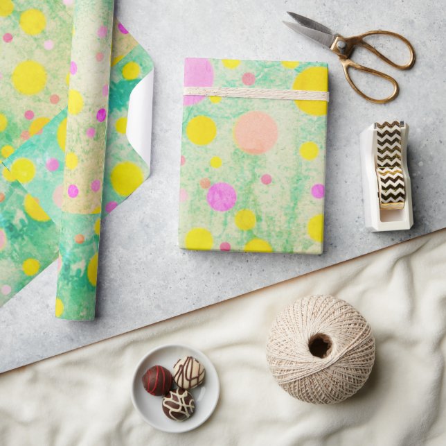 Pastellcirklar på grön bakgrund Ljus  Presentpapper (Hantverk)