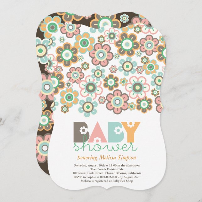 Pastelldaisy blommar blombaby showerinbjudan inbjudningar (Fram/baksida)