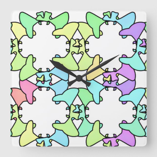 Pastelldesign Fyrkantig Klocka (Framsida)