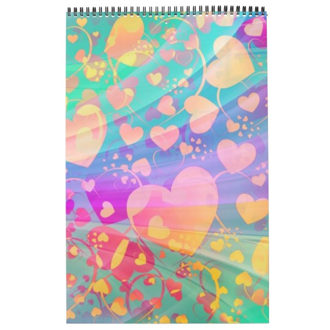 Pastelldesign i Heart Kärlek Mönster Kalender (Omslag)