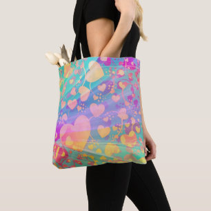 Pastelldesign i Heart Kärlek Mönster Tygkasse
