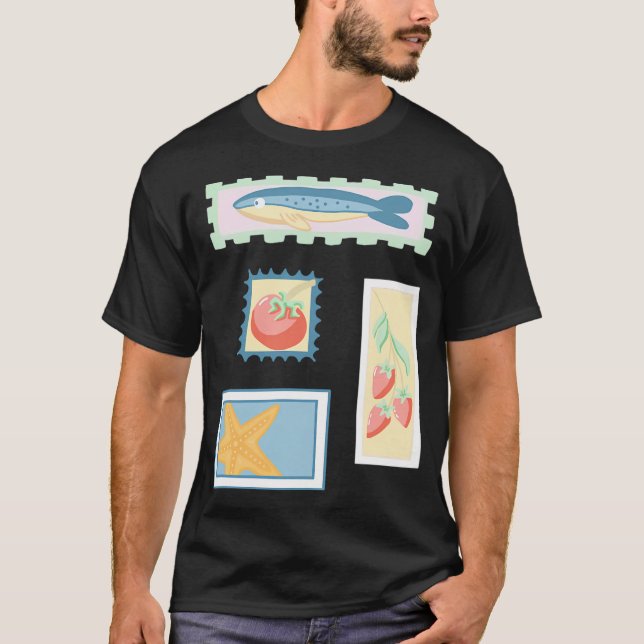 Pastelldesign stämpelstil t shirt (Framsida)