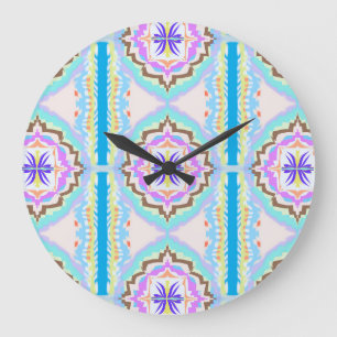 Pastelldröm Boho Geometrisk Kalejdoskop Stor Klocka