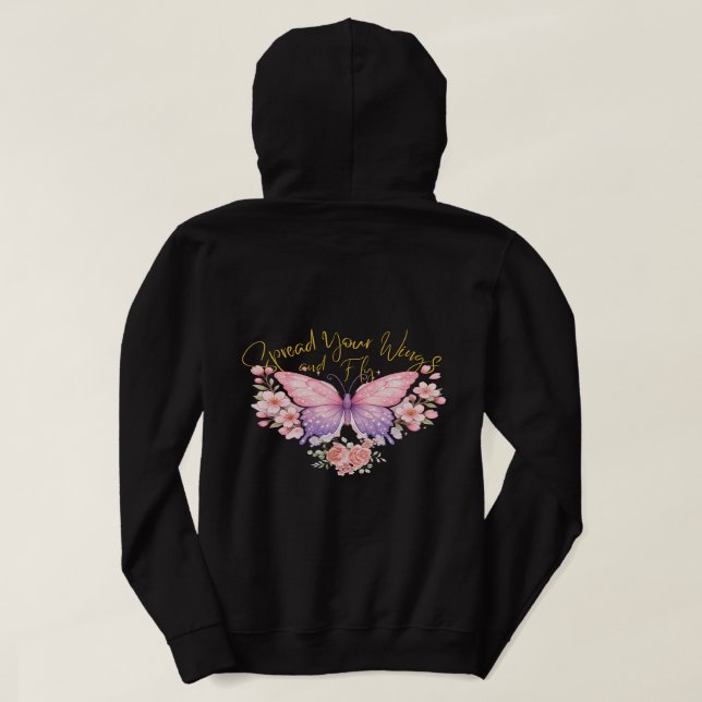 Pastelldröm Fjäril Fleece Estetisk Blommig T Shirt (Design baksida)
