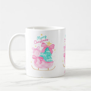pastelldrömmar blå, rosa och gul släde present kaffemugg