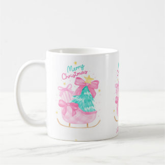 pastelldrömmar blå, rosa och gul släde present kaffemugg