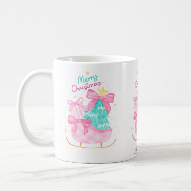 pastelldrömmar blå, rosa och gul släde present kaffemugg (Vänster)