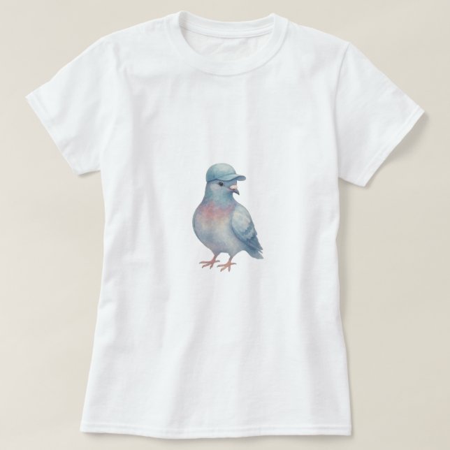 Pastellduva med T-shirt – Akvarellkonst (Design framsida)