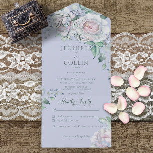 Pasteller & Vita Peonies Periwinkle Blommig Middag