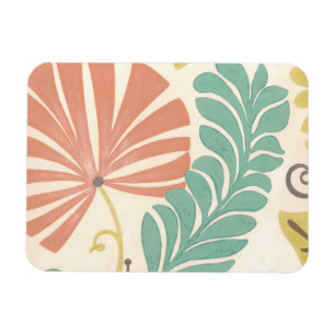 Pastellernas Blommigt Vines and Löv on Cream Back Magnet