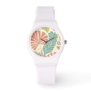 Pastellernas Blommigt Vines and Löv on Cream Backg Armbandsur