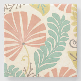 Pastellernas Blommigt Vines and Löv on Cream Backg Underlägg Sten