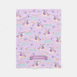 Pastellernas Lila| Cute Rainbow Unicorn Mönster Fleecefilt