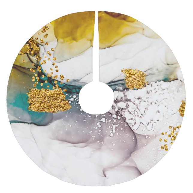 Pastellernas ömhet: guldsnurrande konst. julgransmatta borstad polyester (Framsidan)