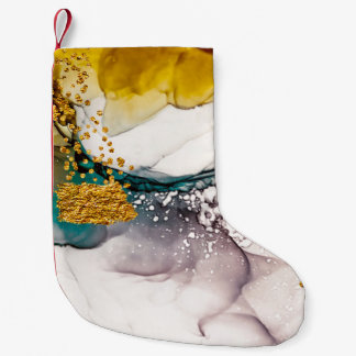 Pastellernas ömhet: guldsnurrande konst. liten julstrumpa