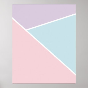 Pastellernas Rosa, blått och Lila Geometric Poster